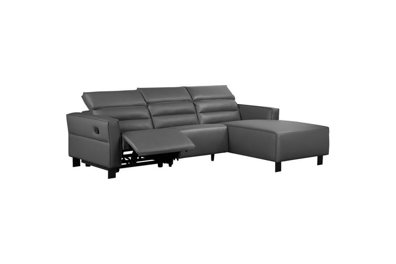 Carpari 3-seter Høyrevendt L-formet Hjørnesofa 263 cm med Recliner i Lær - Grå - Møbler - Sofaer - Reclinersofaer