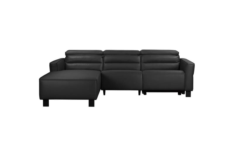 Carpari 3-seter Venstrevendt L-formet Hjørnesofa 263 cm med Recliner i Lær, Svart
