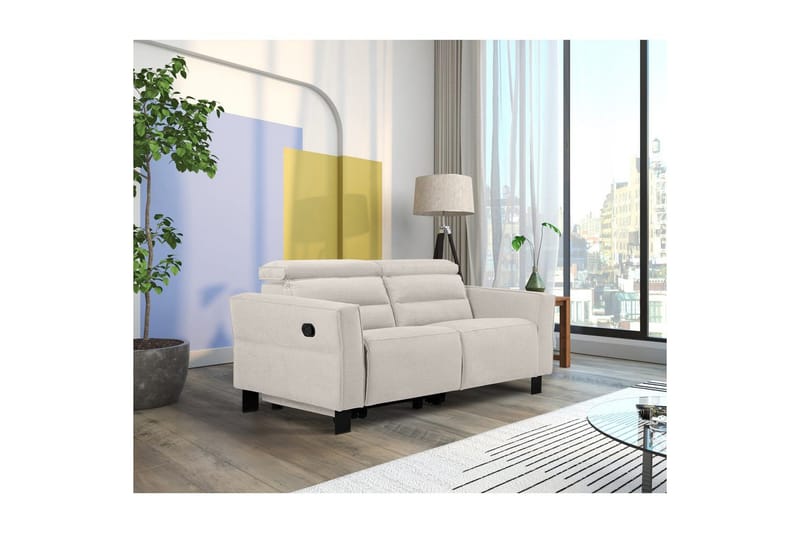 Carpari Dyp 2-seter Kinosofa med Recliner i Stoff - Hvit - Møbler - Sofaer - Reclinersofaer
