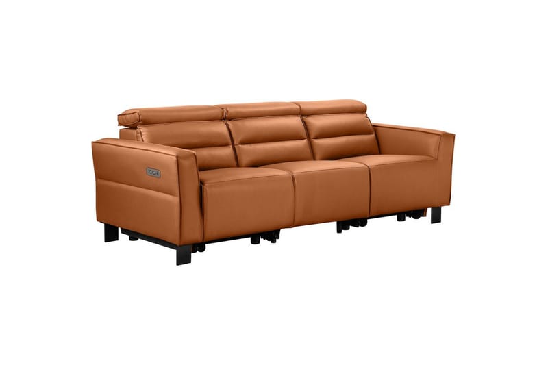 Carpari Dyp 3-seter Kinosofa 224 cm med Recliner i Kunstlær - Brun - Møbler - Sofaer - Reclinersofaer