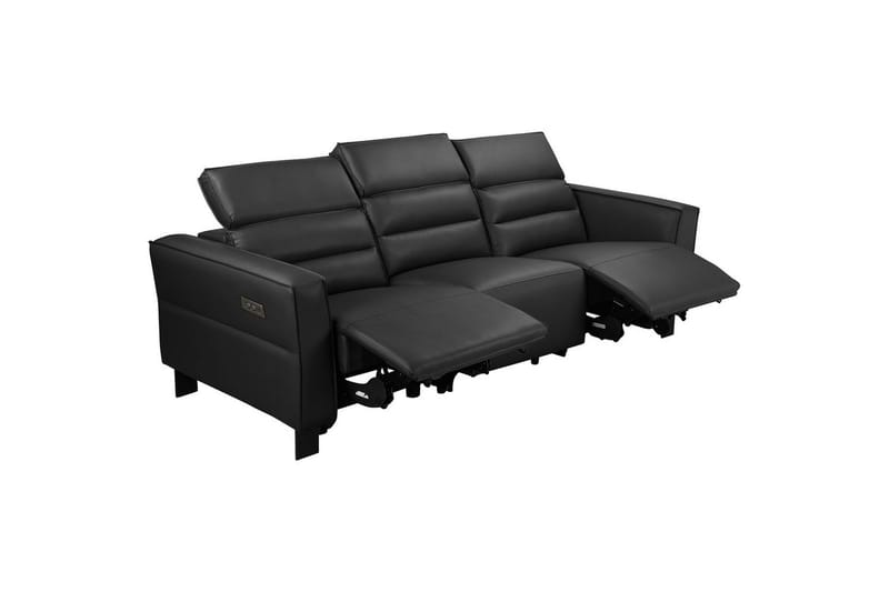 Carpari Dyp 3-seter Kinosofa 224 cm med Recliner i Kunstlær - Svart - Møbler - Sofaer - Reclinersofaer