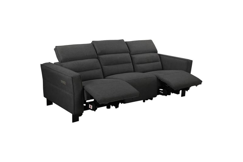 Carpari Dyp 3-seter Kinosofa 224 cm med Recliner i Stoff - Grå - Møbler - Sofaer - Reclinersofaer