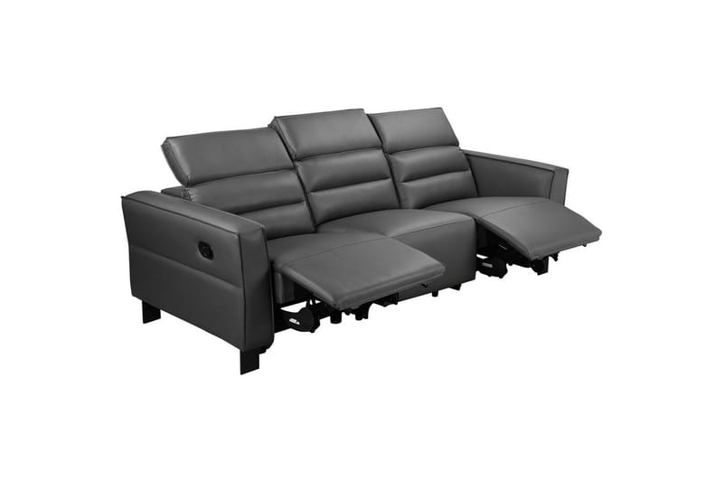 Carpari Dyp 3-seter Kinosofa med Recliner i Kunstlær - Antracitt - Møbler - Sofaer - Reclinersofaer