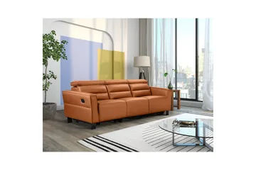 Carpari Dyp 3-seter Kinosofa med Recliner i Kunstlær - Brun - Møbler - Sofaer - Reclinersofaer