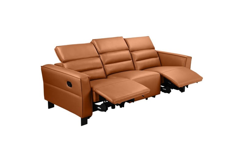 Carpari Dyp 3-seter Kinosofa med Recliner i Kunstlær - Brun - Møbler - Sofaer - Reclinersofaer