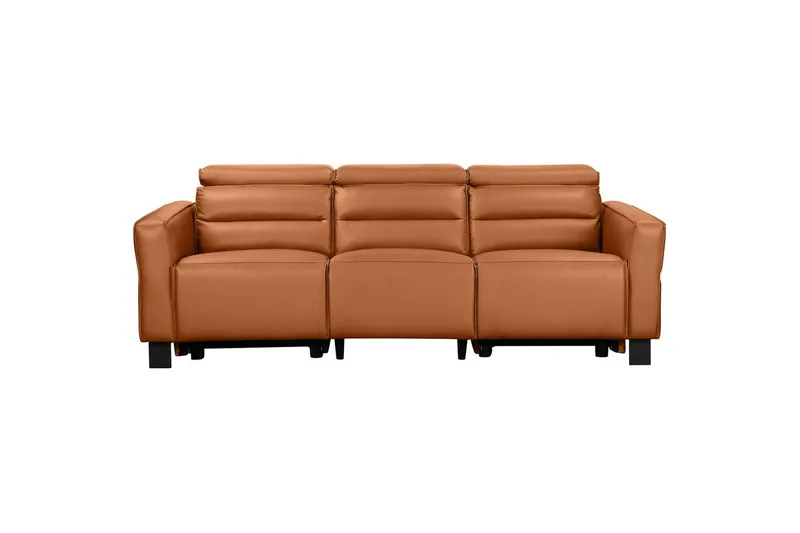Carpari Dyp 3-seter Kinosofa med Recliner i Kunstlær, Brun