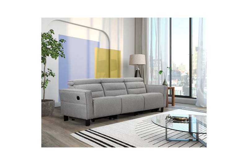 Carpari Dyp 3-seter Kinosofa med Recliner i Stoff - Grå - Møbler - Sofaer - Reclinersofaer