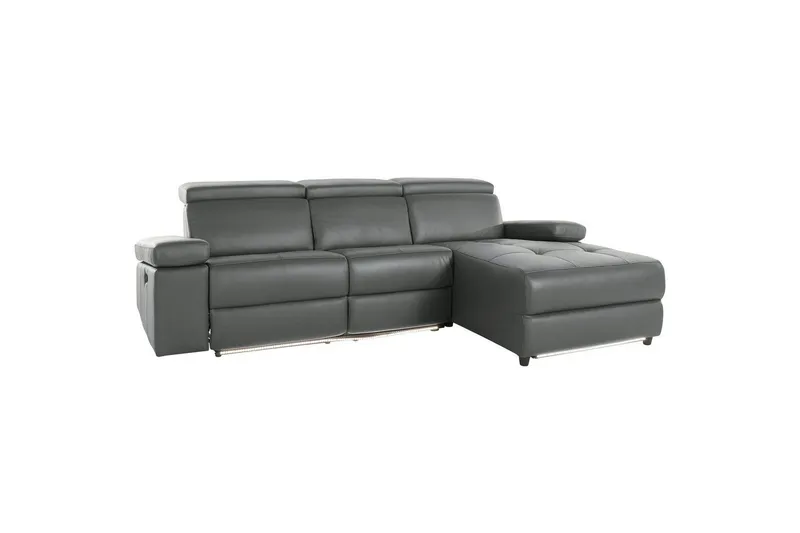 Hjørnesofa 3-seter Rayland Grå, Lær/PU, Høyre Manuell Recliner, Grå, Lær/PU, Høyre Manuell Recliner