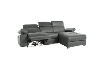 Hjørnesofa 3-seter Rayland Grå, Lær/PU, Høyre Manuell Recliner - Grå, Lær/PU, Høyre Manuell Recliner - Møbler - Sofaer - Reclinersofaer