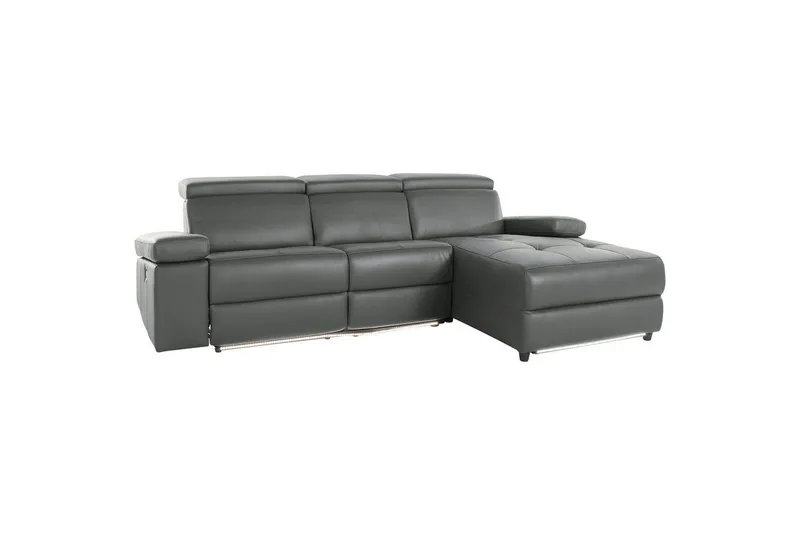 Hjørnesofa 3-seter Rayland Grå, PU, Høyre Elektrisk Recliner, Grå, PU, Høyre Elektrisk Recliner