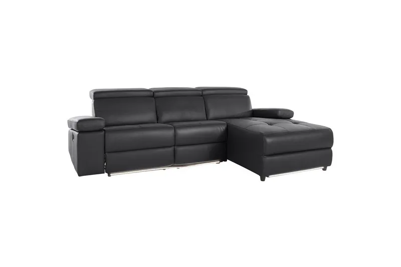 Hjørnesofa 3-seter Rayland Svart, PU, Høyre Manuell Recliner, Svart, PU, Høyre Manuell Recliner