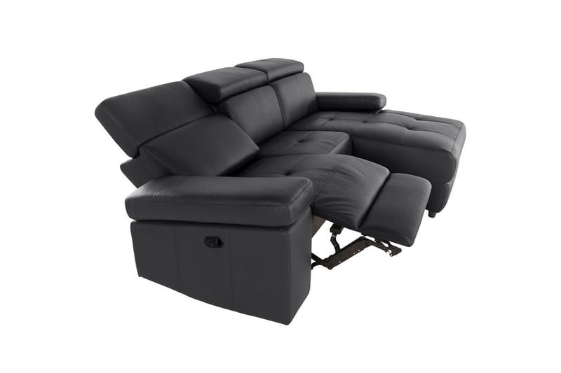 Hjørnesofa 3-seter Rayland Svart, PU, Høyre Manuell Recliner - Svart, PU, Høyre Manuell Recliner - Møbler - Sofaer - Reclinersofaer