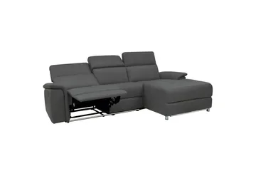 Hjørnesofa 3-seter Pareli Grå, Lær/PU, Høyre Manuell Recliner - Grå, Lær/PU, Høyre Manuell Recliner - Møbler - Sofaer - Reclinersofaer