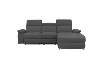 Hjørnesofa 3-seter Pareli Grå, Lær/PU, Høyre Manuell Recliner - Grå, Lær/PU, Høyre Manuell Recliner - Møbler - Sofaer - Reclinersofaer