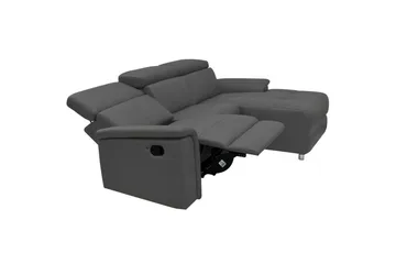 Hjørnesofa 3-seter Pareli Grå, Lær/PU, Høyre Manuell Recliner - Grå, Lær/PU, Høyre Manuell Recliner - Møbler - Sofaer - Reclinersofaer
