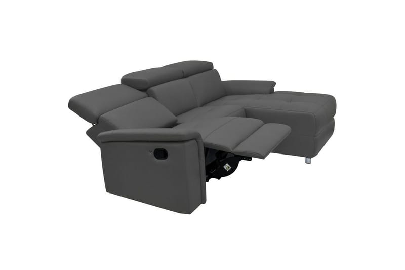 Hjørnesofa 3-seter Pareli Grå, Lær/PU, Høyre Manuell Recliner - Grå, Lær/PU, Høyre Manuell Recliner - Møbler - Sofaer - Reclinersofaer