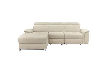 Hjørnesofa 3-seter Pareli Hvit, Sunday Stoff, Venstre Manuell Recliner - Hvit, Sunday Stoff, Venstre Manuell Recliner - Møbler - Sofaer - Reclinersofaer