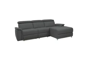 Hjørnesofa 3-seter Pareli Grå, Lær/PU, Høyre Manuell Recliner - Grå, Lær/PU, Høyre Manuell Recliner - Møbler - Sofaer - Reclinersofaer