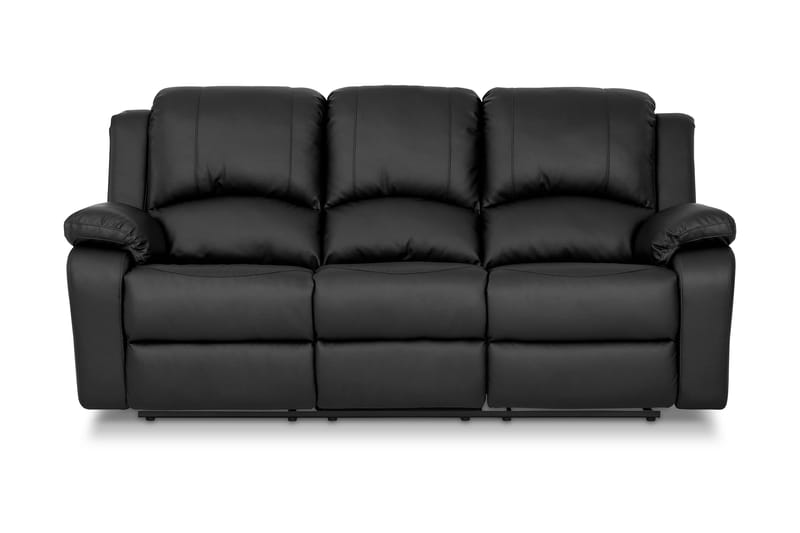 Hvilesofa Norbo 3-seter Kunstlær - Svart - 3 seters kinosofa & reclinersofa - Reclinersofaer