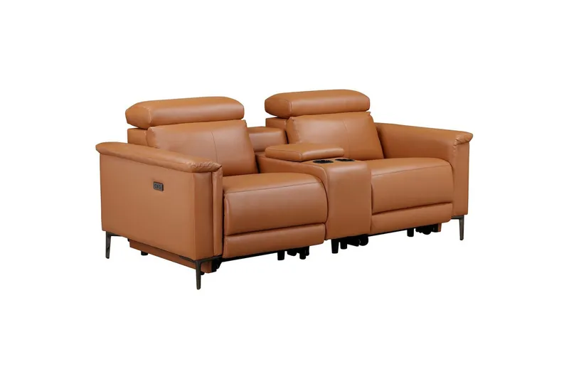 Lund 2-seter Reclinersofa 194 cm med Oppbevaring i Kunstlær, Brun
