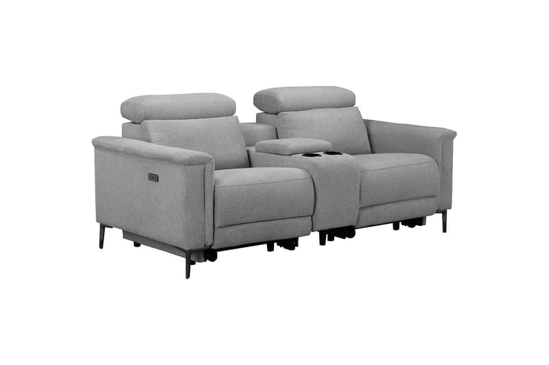 Lund 2-seter Reclinersofa 194 cm med Oppbevaring i Manchesterstoff, Grå