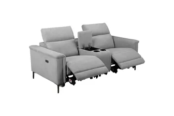Lund 2-seter Reclinersofa 194 cm med Oppbevaring i Manchesterstoff - Grå - Møbler - Sofaer - Reclinersofaer - 2 seters kinosofa & reclinersofa