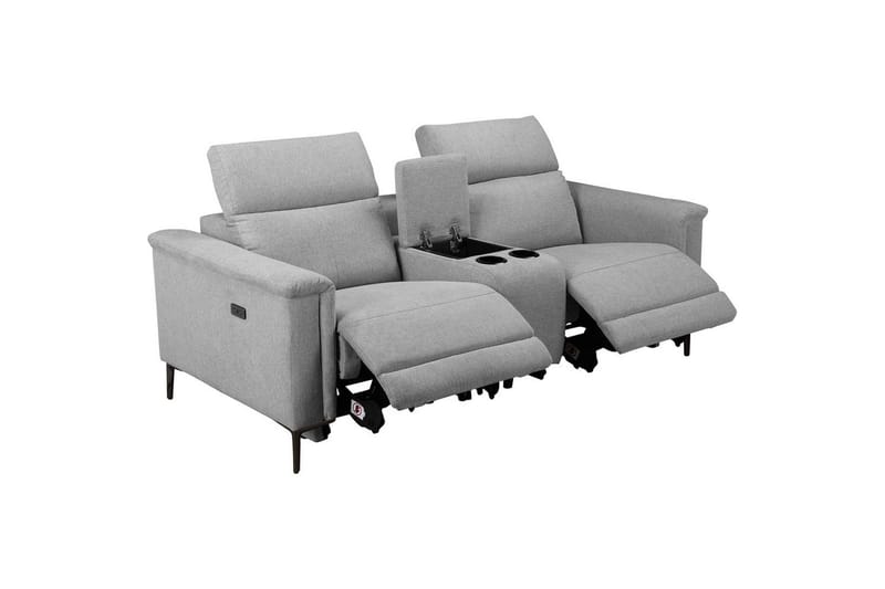 Lund 2-seter Reclinersofa 194 cm med Oppbevaring i Manchesterstoff - Grå - Møbler - Sofaer - Reclinersofaer - 2 seters kinosofa & reclinersofa