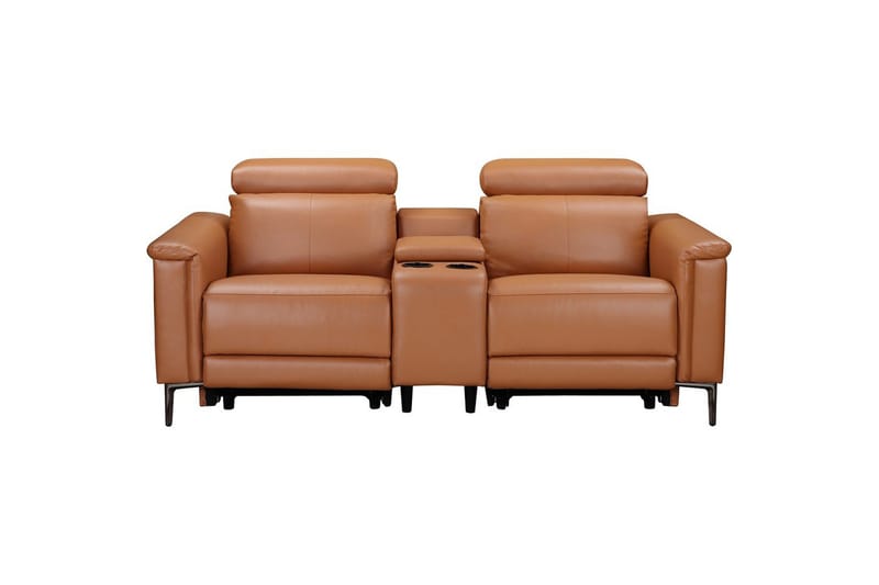 Lund 2-seter Reclinersofa med Oppbevaring i Kunstlær - Brun - Møbler - Sofaer - Reclinersofaer