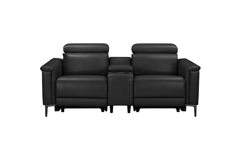 Lund 2-seter Reclinersofa med Oppbevaring i Kunstlær - Svart - Møbler - Sofaer - Reclinersofaer - 2 seters kinosofa & reclinersofa