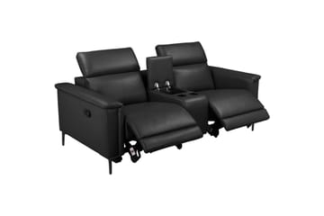 Lund 2-seter Reclinersofa med Oppbevaring i Kunstlær - Svart - Møbler - Sofaer - Reclinersofaer - 2 seters kinosofa & reclinersofa