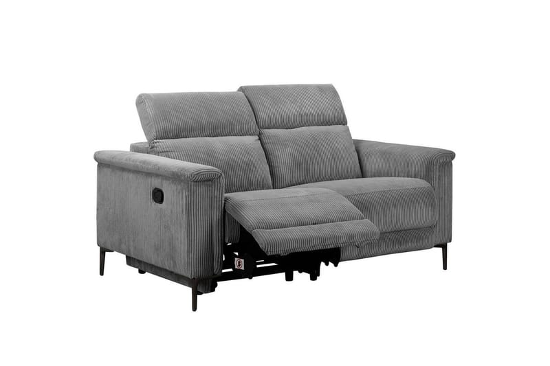 Lund 2-seter Rektangulær Reclinersofa i Kordfløyel - Grå - Møbler - Sofaer - Reclinersofaer