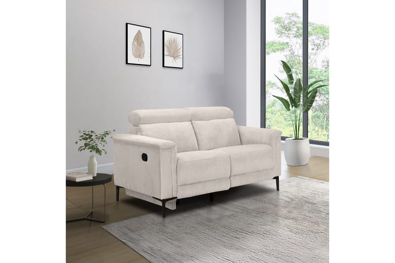 Lund 2-seter Rektangulær Reclinersofa i Kordfløyel - Lysebeige - Møbler - Sofaer - Reclinersofaer