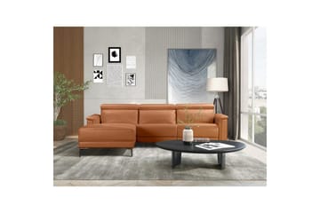Lund 3-seter Høyrevendt Hjørnesofa med Recliner og Sjeselong i Ekte Lær - Brun - Møbler - Sofaer - Reclinersofaer