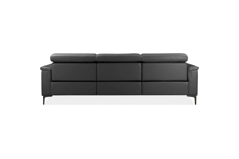 Lund 3-seter Høyrevendt Hjørnesofa med Recliner og Sjeselong i Ekte Lær - Grå - Møbler - Sofaer - Reclinersofaer
