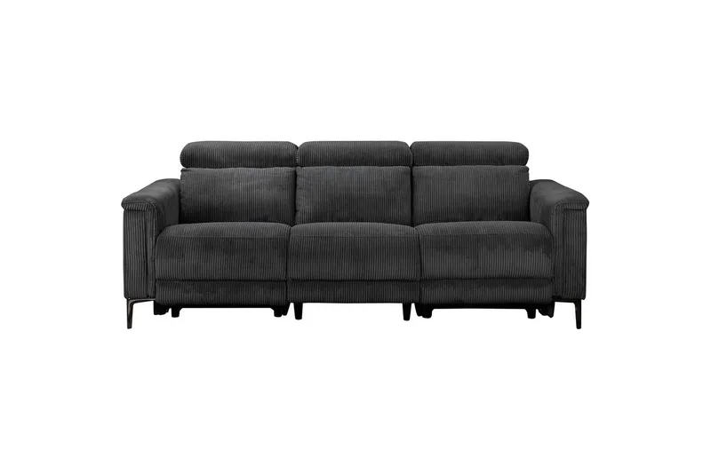 Lund 3-seter Rektangulær Kinosofa med Recliner 222 cm i Kordfløyel, Grå