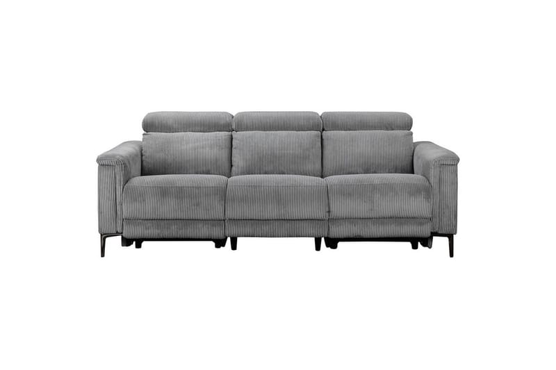 Lund 3-seter Rektangulær Kinosofa med Recliner 222 cm i Kordfløyel, Grå