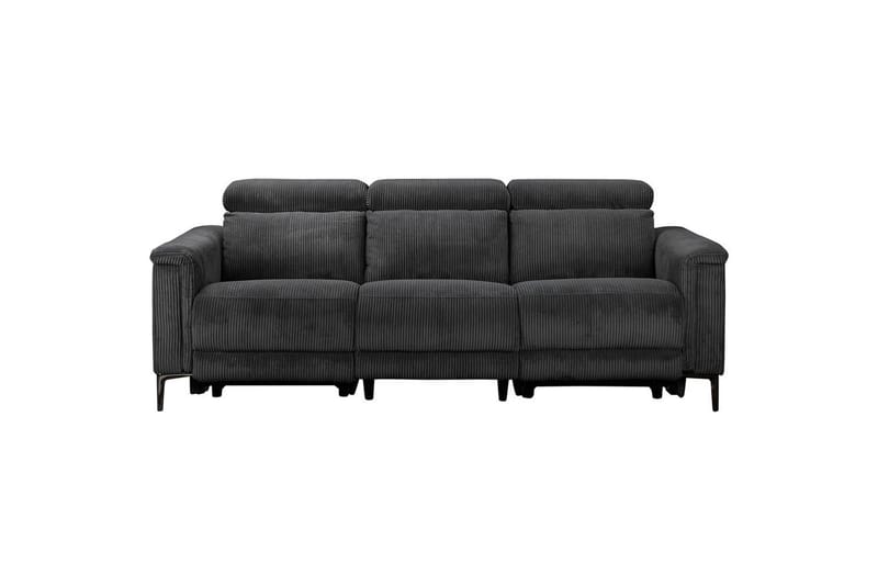 Lund 3-seter Rektangulær Kinosofa med Recliner 222 cm i Kordfløyel, Grå
