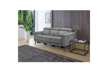 Lund 3-seter Rektangulær Kinosofa med Recliner 222 cm i Kordfløyel - Grå - Møbler - Sofaer - Reclinersofaer