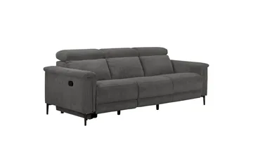 Lund 3-seter Rektangulær Kinosofa med Recliner 222 cm i Kordfløyel - Grå - Møbler - Sofaer - Reclinersofaer