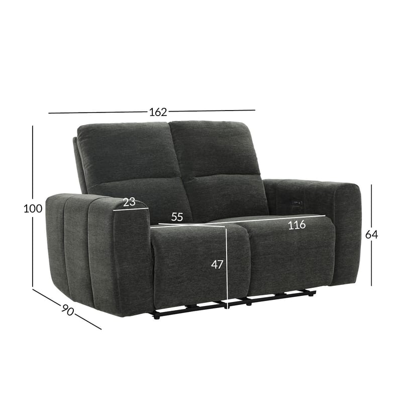 Reclinersofa Ödmark 2-seter med elektrisk mekanisme - grå - Møbler - Sofaer - Reclinersofaer