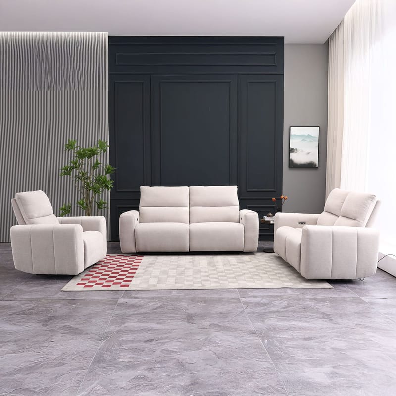 Reclinersofa Ödmark 3-seter med elektrisk mekanisme - lys beige - Møbler - Sofaer - Reclinersofaer