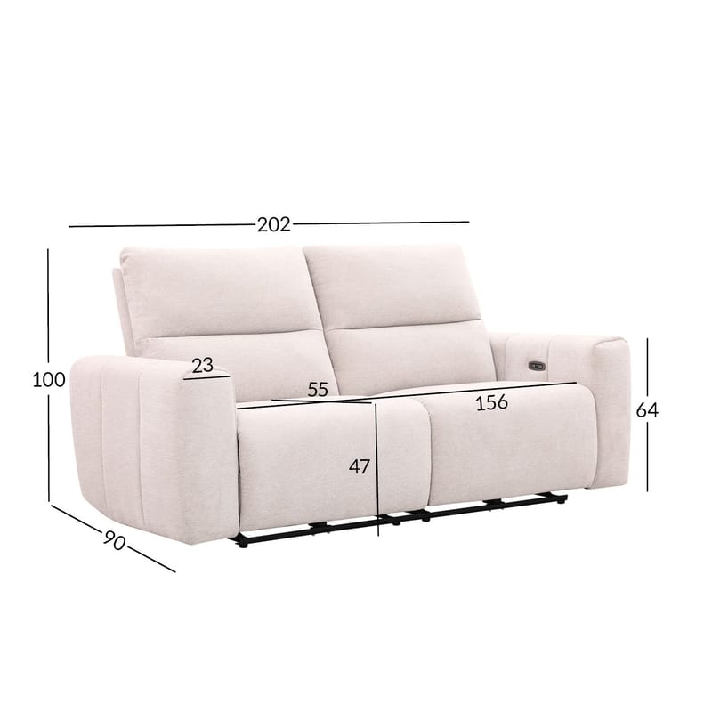 Reclinersofa Ödmark 3-seter med elektrisk mekanisme - lys beige - Møbler - Sofaer - Reclinersofaer