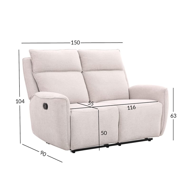 Reclinersofa Östvik 2-seter med manuell mekanisme - beige - Møbler - Sofaer - Reclinersofaer