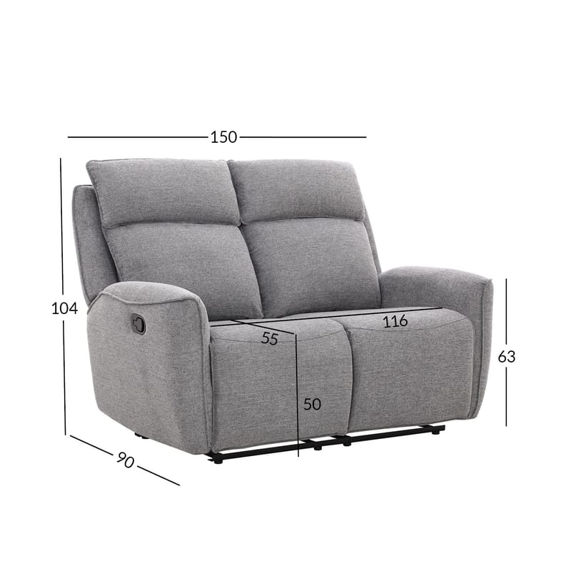 Reclinersofa Östvik 2-seter med manuell mekanisme - grå - Møbler - Sofaer - Reclinersofaer