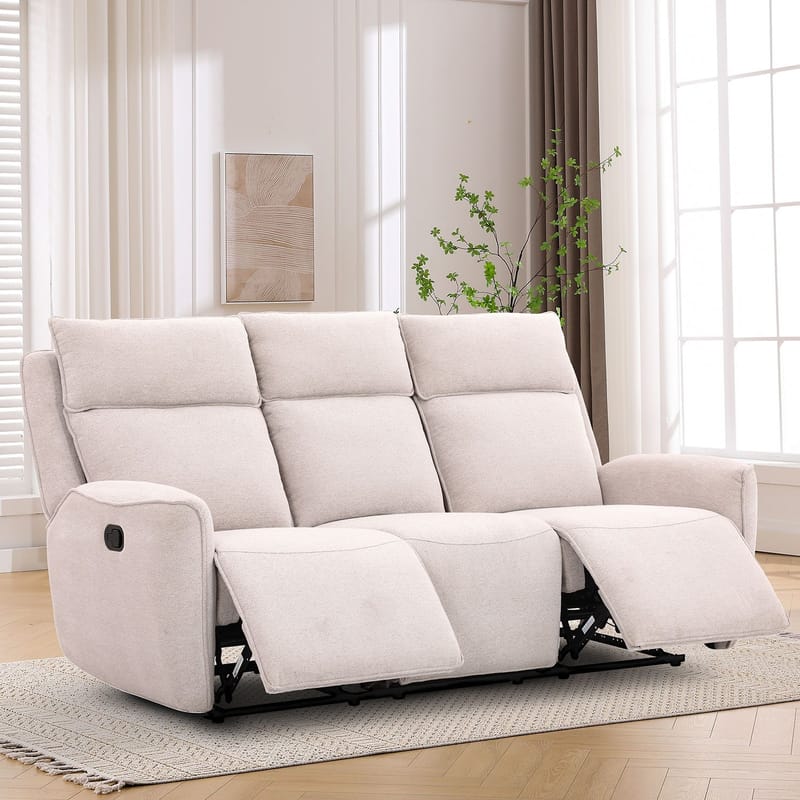 Reclinersofa Östvik 3-seter med manuell mekanisme - beige - Møbler - Sofaer - Reclinersofaer