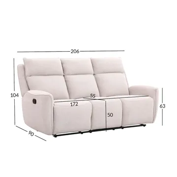 Reclinersofa Östvik 3-seter med manuell mekanisme - beige - Møbler - Sofaer - Reclinersofaer