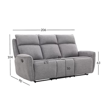 Reclinersofa Östvik 3-seter med manuell mekanisme - grå - Møbler - Sofaer - Reclinersofaer
