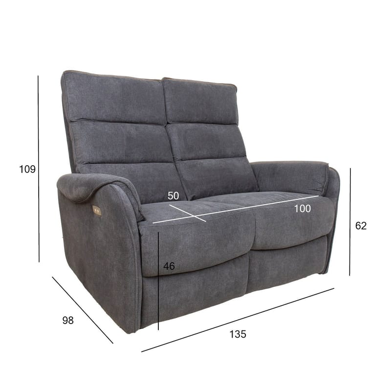 Reclinersofa Dalsor 2-seter med elektrisk mekanisme - Grå - Møbler - Sofaer - Reclinersofaer