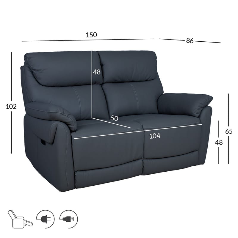 Reclinersofa Dalsor 2-seter med elektrisk mekanisme - Mørk grå - Møbler - Sofaer - Reclinersofaer