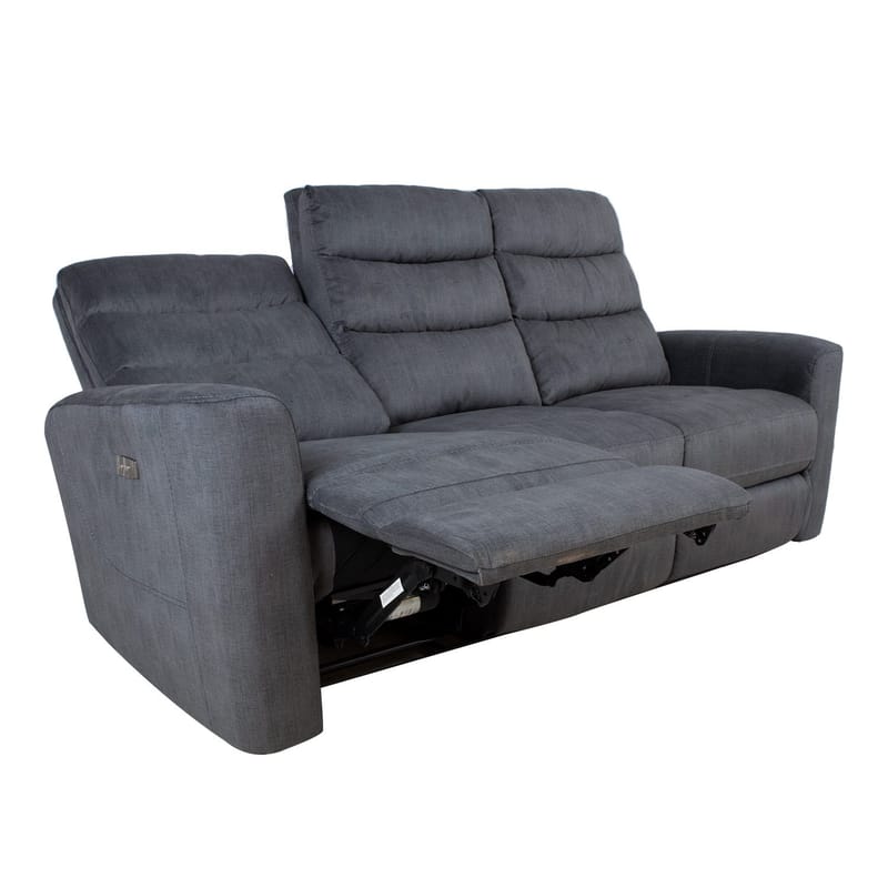 Reclinersofa Darvi 3-seter med elektrisk mekanisme - Grå fløyel - Møbler - Sofaer - Reclinersofaer